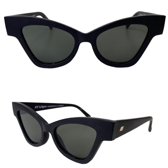 LE SPECS Hourgrass NEW Black Matte Cat Eye Sunglasses - Picture 1 of 13